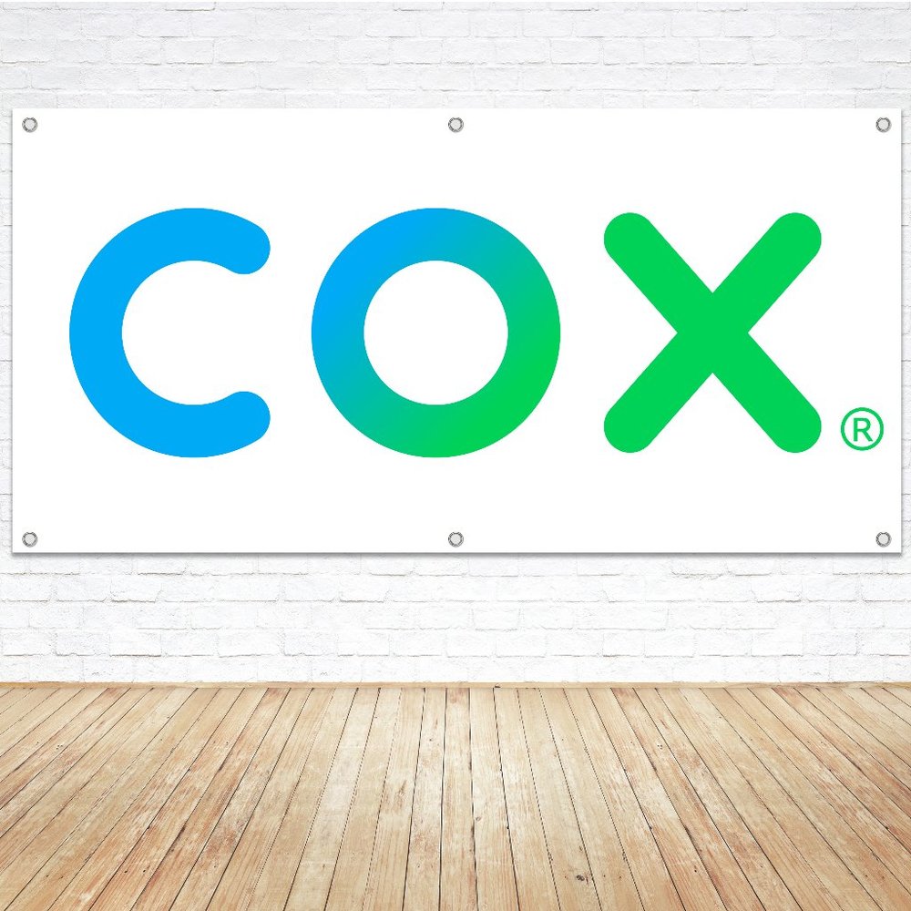 COX COMMUNICATIONS Logo Vinyl Banner 1.5x3ft Sign Internet Cell TV Store Display